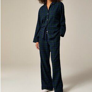 J. CREW Cotton flannel pajama pant set in Black Watch tartan SMALL